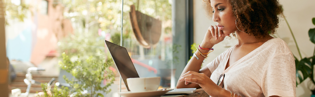 Woman working on her computer