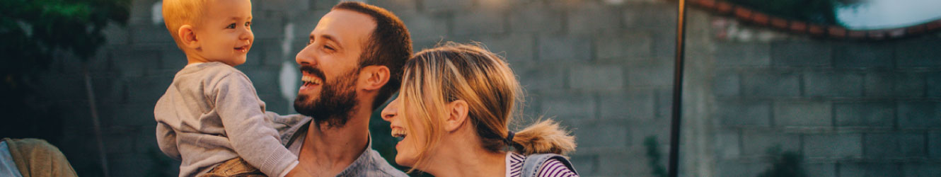 A family having fun outside.